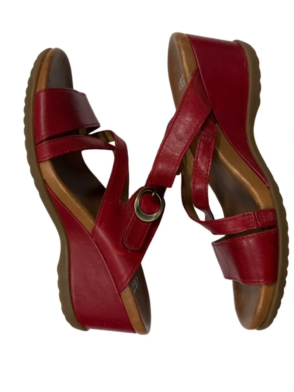 Dansko Ana Strappy Wedge Sandals Red Leather Size 38 (US 7.5-8)
